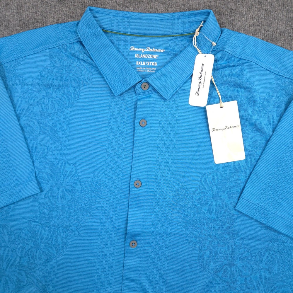 Tommy Bahama Palm Coast Shirt Mens 3XLB Vacation Blue Cascade Vines Hawaiian NEW